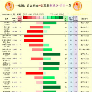 一张图：2024/9/17黄金原油外汇股指“枢纽点+多空持仓信号”一览 ...