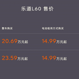 乐道L60上市售20.69万起 可换电、比Model Y更大、更便宜、更省电 ...
