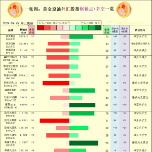 一张图：2024/9/25黄金原油外汇股指“枢纽点+多空持仓信号”一览 ...