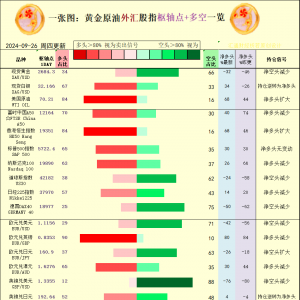 一张图：2024/9/26黄金原油外汇股指“枢纽点+多空持仓信号”一览 ...