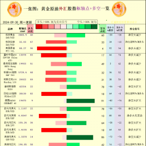 一张图：2024/9/30黄金原油外汇股指“枢纽点+多空持仓信号”一览 ...