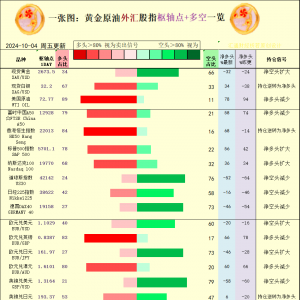 一张图：2024/10/4黄金原油外汇股指“枢纽点+多空持仓信号”一览 ...