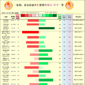 一张图：2024/10/9黄金原油外汇股指“枢纽点+多空持仓信号”一览 ...