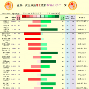 一张图：2024/10/10黄金原油外汇股指“枢纽点+多空持仓信号”一览 ...
