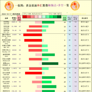 一张图：2024/10/17黄金原油外汇股指“枢纽点+多空持仓信号”一览 ...