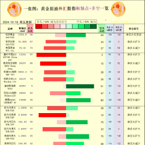 一张图：2024/10/18黄金原油外汇股指“枢纽点+多空持仓信号”一览 ...