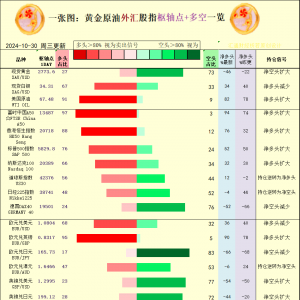 一张图：2024/10/30黄金原油外汇股指“枢纽点+多空持仓信号”一览 ...