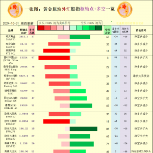 一张图：2024/10/31黄金原油外汇股指“枢纽点+多空持仓信号”一览 ...