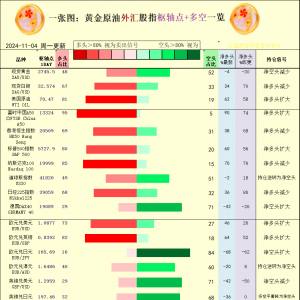 一张图：2024/11/4黄金原油外汇股指“枢纽点+多空持仓信号”一览 ...