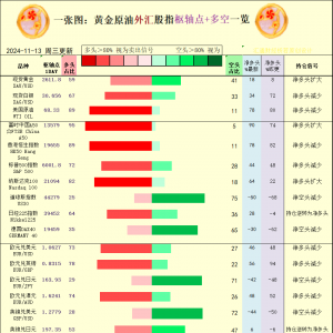 一张图：2024/11/13黄金原油外汇股指“枢纽点+多空持仓信号”一览 ...