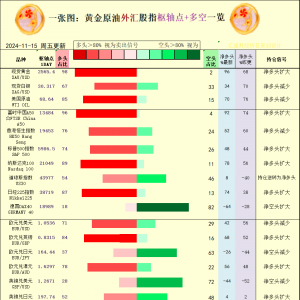 一张图：2024/11/15黄金原油外汇股指“枢纽点+多空持仓信号”一览 ...