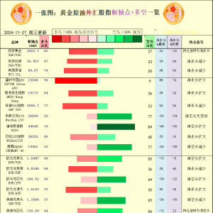 一张图：2024/11/27黄金原油外汇股指“枢纽点+多空持仓信号”一览 ...