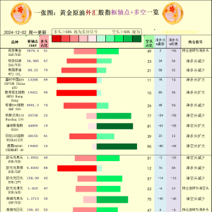 一张图：2024/12/2黄金原油外汇股指“枢纽点+多空持仓信号”一览 ...