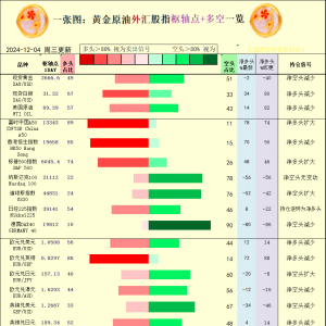 一张图：2024/12/4黄金原油外汇股指“枢纽点+多空持仓信号”一览 ...