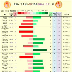 一张图：2024/12/5黄金原油外汇股指“枢纽点+多空持仓信号”一览 ...