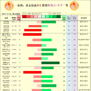 一张图：2024/12/6黄金原油外汇股指“枢纽点+多空持仓信号”一览 ...