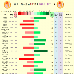 一张图：2024/12/10黄金原油外汇股指“枢纽点+多空持仓信号”一览 ...