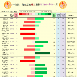 一张图：2024/12/11黄金原油外汇股指“枢纽点+多空持仓信号”一览 ...