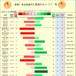 一张图：2024/12/12黄金原油外汇股指“枢纽点+多空持仓信号”一览 ...