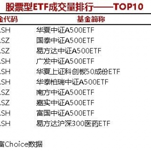 6只股票型ETF成交量超3000万手，华夏中证A500ETF成交5018.68万手