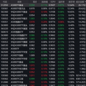 市场早盘震荡分化，中证A500指数上涨0.08%，A500ETF基金、A500ETF易方达早盘成交额超2 ...