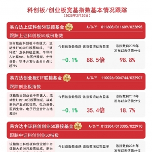 指数微跌，易方达上证科创50联接基金 (A/C/Y: 011608/011609/022895)等产品助力布局成 ...
