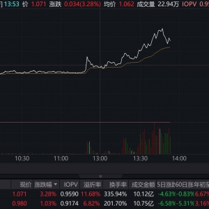 标普油气ETF午后放量拉升，溢价率突破11%