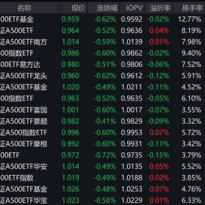 市场早盘震荡调整，中证A500指数下跌0.49%，2只中证A500相关ETF成交额超20亿元 ...
