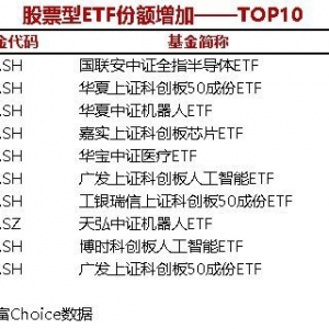 17只股票型ETF份额增加超1亿份，国联安中证全指半导体ETF增加6.54亿份 ...