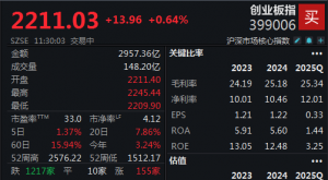 CPO概念股活跃，创业板指半日涨约0.6%