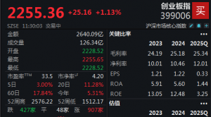PCB概念走强，创业板指数半日上涨1.13%