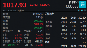 雅下水电概念继续飙涨，科创50指数半日涨幅达1%