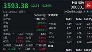 两市震荡整理，沪指半日微跌0.34%