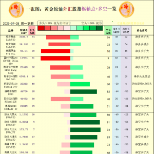 一张图：2025年7月28日黄金原油外汇股指“枢纽点+多空持仓信号”一览 ...