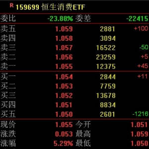 恒生消费ETF开盘后大涨超5%