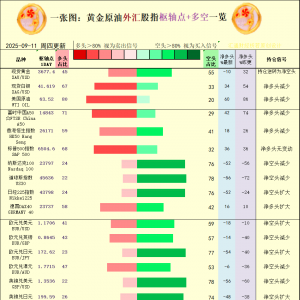一张图：2025年9月11日黄金原油外汇股指“枢纽点+多空持仓信号”一览 ...