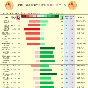 一张图：2025年10月9日黄金原油外汇股指“枢纽点+多空持仓信号”一览 ...