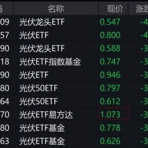 光伏概念股走低，相关ETF跌超3%