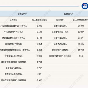 最高达77.13%！前三季度公募FOF全部实现正收益，科技、资源类主题基金不断助力业绩增 ...