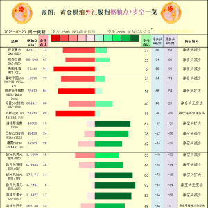 一张图：2025年10月20日黄金原油外汇股指“枢纽点+多空持仓信号”一览 ...