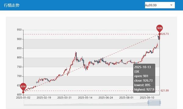 10月13日，上海黄金交易所网站截图。 