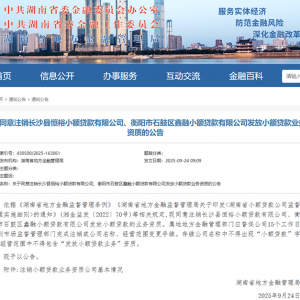 继续减量提质！湖南今年来约10家小贷公司被注销