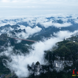 云海翻腾，矮寨大桥入画来