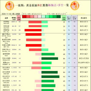 一张图：2025年11月4日黄金原油外汇股指“枢纽点+多空持仓信号”一览 ...