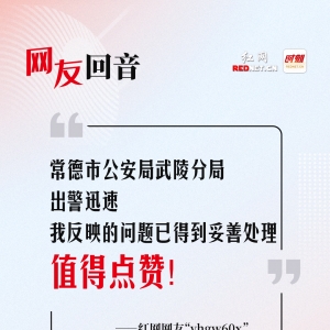 网友回音丨常德市公安局武陵分局出警迅速，值得点赞！