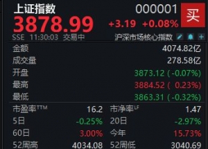 题材股轮动加快，沪指半日微涨0.08%