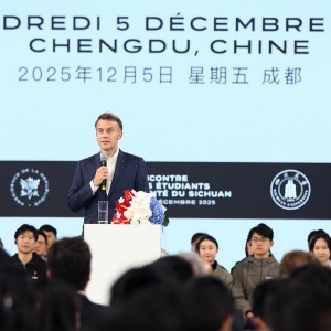 French President Macron stresses cooperation, mutual understanding in speech at  ...