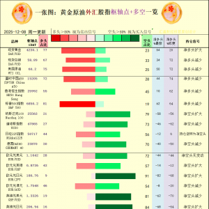 一张图：2025年12月8日黄金原油外汇股指“枢纽点+多空持仓信号”一览 ...