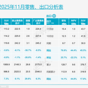 11月乘用车市场，再现“双降”