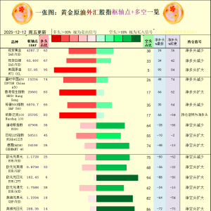 一张图：2025年12月12日黄金原油外汇股指“枢纽点+多空持仓信号”一览 ...
